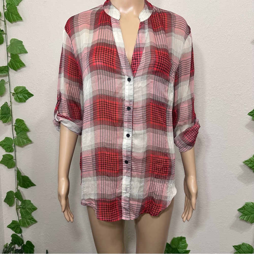 Weavers Plaid Button Down Top - image 4